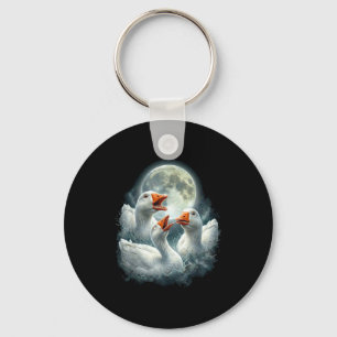Gans huilende maan ontwerp grappig dier gans meme sleutelhanger