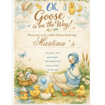 Gans is op komst Baby Shower vintage uitnodiging