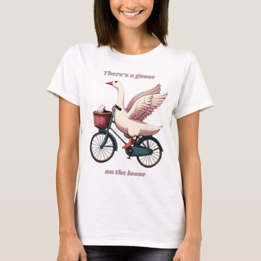 Gans op de Losse fietsen, dames T-shirt (Voorkant)