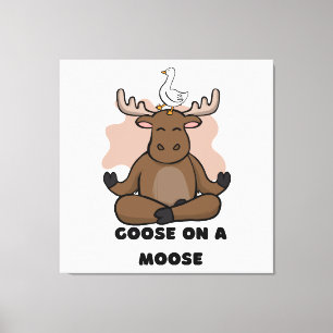 Gans op een Eland Dier Grappig Canvas Afdruk