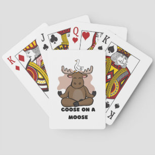 Gans op een Eland Dier Grappig Pokerkaarten