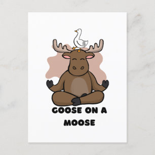 Gans op een Moose Dier Grappig Briefkaart