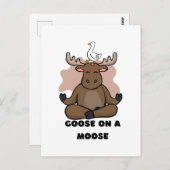 Gans op een Moose Dier Grappig Briefkaart (Voorkant / Achterkant)