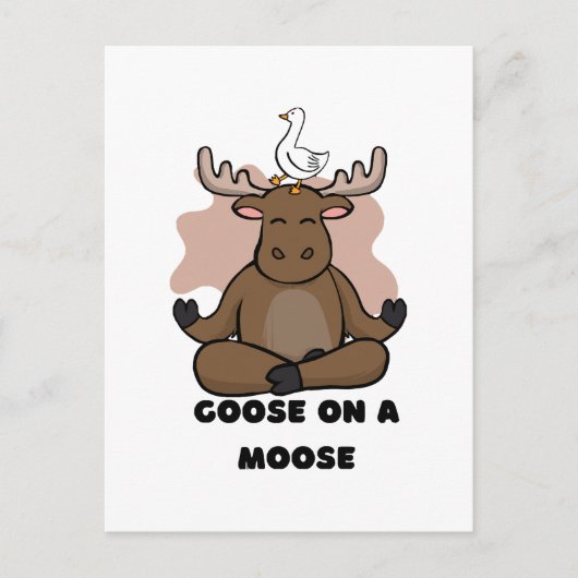 Gans op een Moose Dier Grappig Briefkaart (Voorkant)