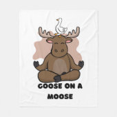 Gans op een Moose Dier Grappig Fleece Deken (Voorkant)