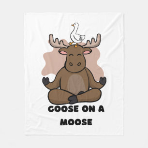 Gans op een Moose Dier Grappig Fleece Deken