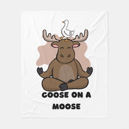 Gans op een Moose Dier Grappig Fleece Deken (Voorkant)