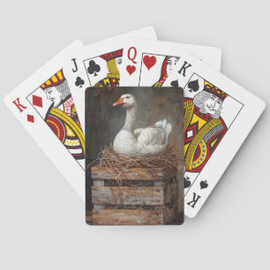 Gans op een nest-schilderij pokerkaarten