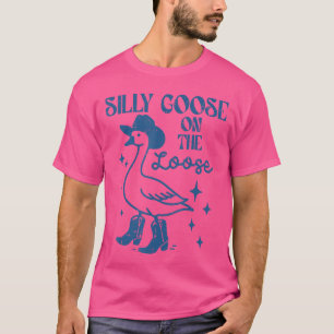 Gans Op Loslopende Cowgirl Vintage Cowboy Grappige T-shirt
