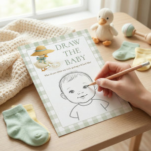Gans Salie Gingham Teken De Baby Shower Spelkaart Kaart