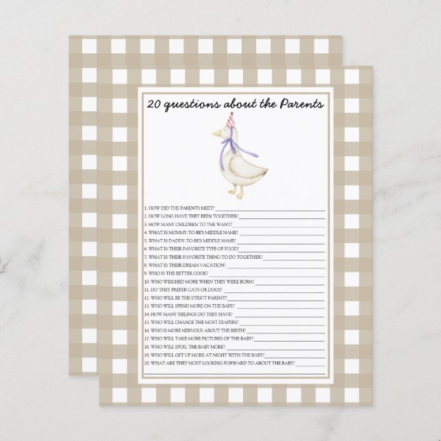 Gans - spelletjes - 20 vragen over de ouders (Voorkant / Achterkant)