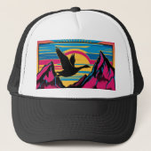 Gans vliegen bij zonsondergang trucker pet (Voorkant)