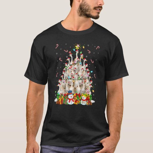 Gans Vogel Kerstverlichting Boom Kerstman Gans Ker T-shirt (Voorkant)