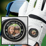 Gant De Golf BEST DAD BY PAR Photo Funny Couleurs personnalisée<br><div class="desc">Pour le père passionné de golf spécial, créez un gant photo golf unique avec le titre éditable BEST DAD BY PAR - NO PUTTS A PROPOS de lui ou personnalisé avec votre texte personnalisé dans votre choix de combinaisons de texte et de couleurs arrière - plans (en blanc sur noir)....</div>