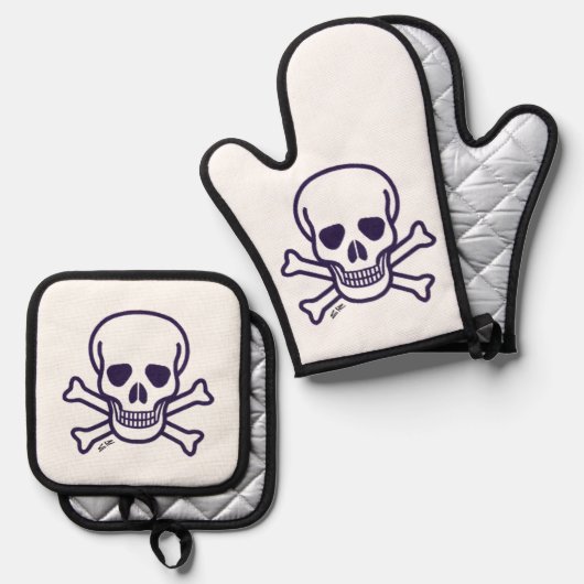 Gants de four en argent Skull n Bones ensemble de (Recto/Verso)