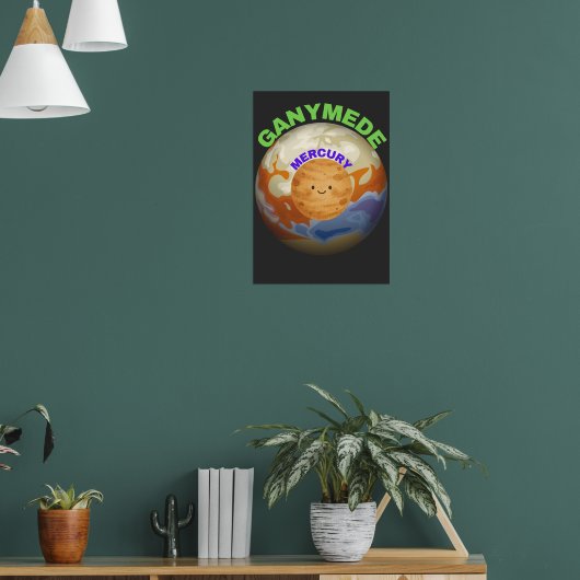Ganymede vs Mercury Poster | Space Size Comparison (Woonkamer 1)