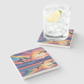 Ganzen boven water stenen onderzetter (Zijkant)