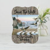 ganzen in het Boerderij Save The Date (Staand voorkant)