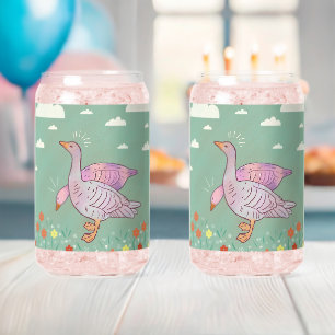 Ganzen Meisjes   Whimsical Volkskunst Eendenduo Blikvorm Glas