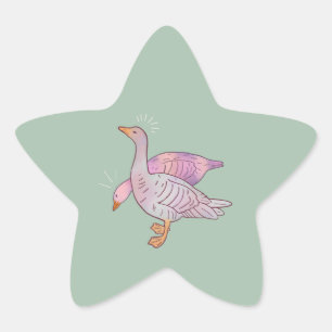 Ganzen Meisjes Whimsical Volkskunst Eendenduo Ster Sticker