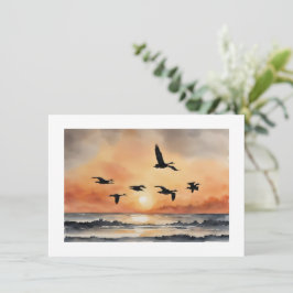 Ganzen op zonsopgang notitiekaartje