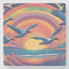 Ganzen op zonsopgang stenen onderzetter