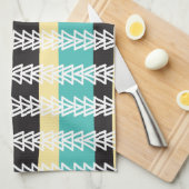 Ganzen vliegen over turbulentie, geel en zwart theedoek (Quarter Fold)