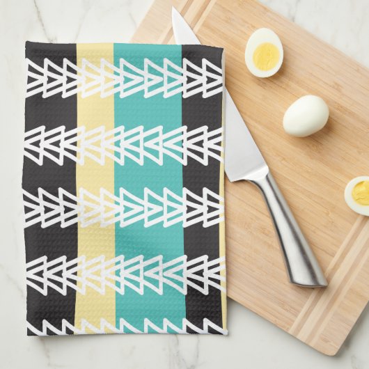 Ganzen vliegen over turbulentie, geel en zwart theedoek (Quarter Fold)