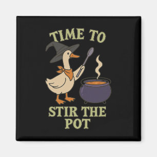 Ganzenheks Halloween tijd om de pot cauldro te roe Magneet