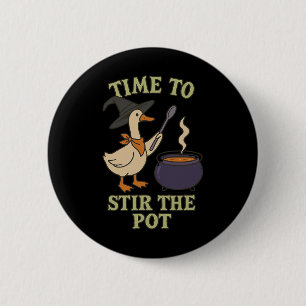 Ganzenheks Halloween tijd om de pot cauldro te roe Ronde Button 5,7 Cm