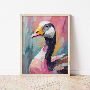 Ganzenportret moderne impressionistische kunst poster