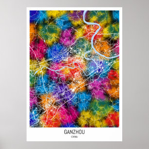 Ganzhou China Stadsplattegrond Poster