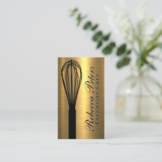Gar whisk | Gouden metalen achtergrond Visitekaartje (Staand voorkant)