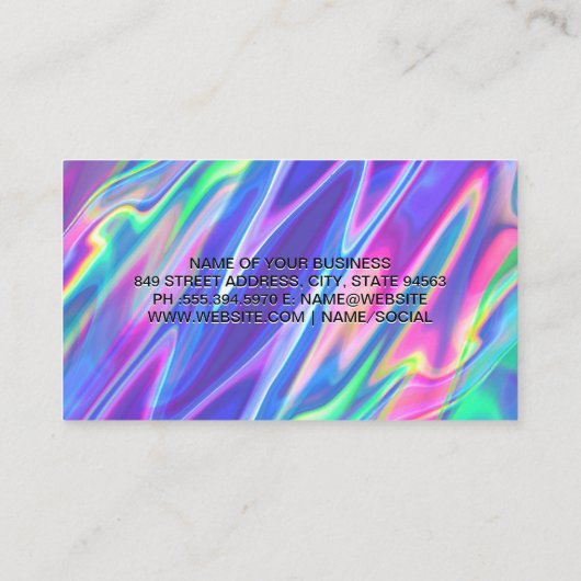 Gar whisk | Regenboog Vloeistof Visitekaartje (Achterkant)