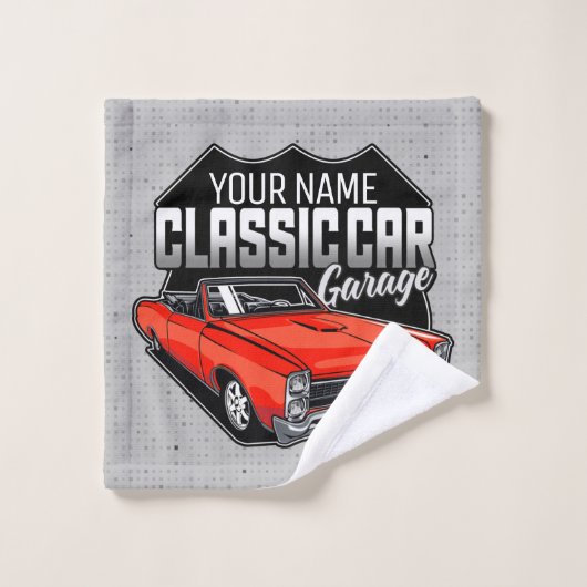 Garage de voiture classique de chèvre rouge 1966 (Gant de toilette)