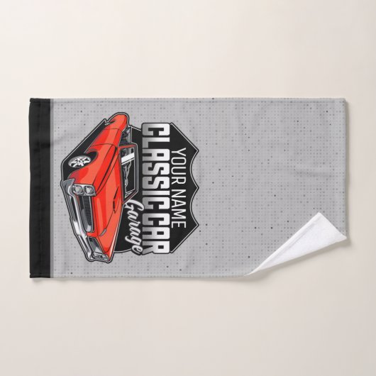 Garage de voiture classique de chèvre rouge 1966 (Serviette à main)