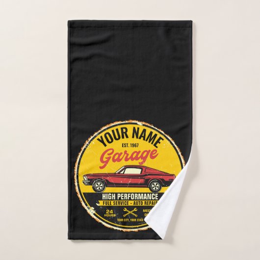 Garage de voiture classique rouge rapide 1967 pers (Serviette à main)