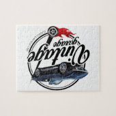 Garage met zwarte corvette Legpuzzel (Horizontaal)