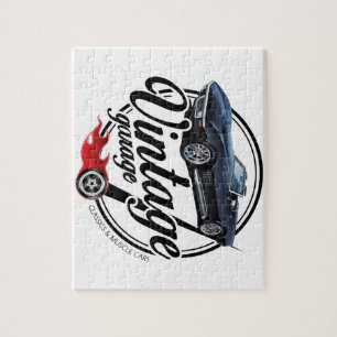  Garage met zwarte corvette Legpuzzel