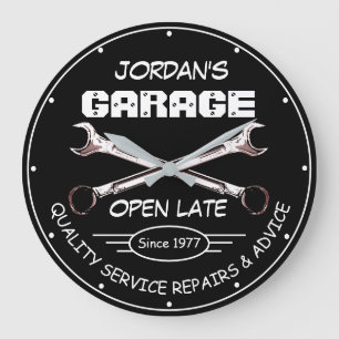 Garage Naam Datum Extra Mechanics Black Grote Klok