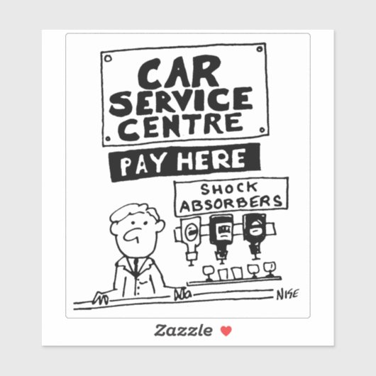 Garage Payment Desk heeft Shock Absorbers Cartoon. Sticker (Vel)