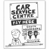 Garage Payment Desk heeft Shock Absorbers Cartoon. Sticker (Voorkant)