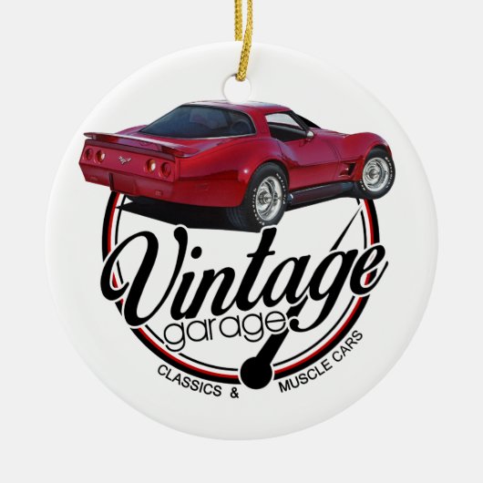Garage Red Corvette Keramisch Ornament (Voorkant)