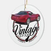 Garage Red Corvette Keramisch Ornament (Links)