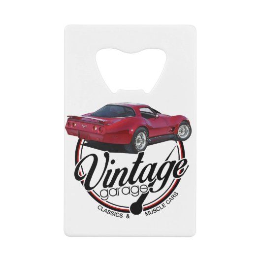  Garage Red Corvette Kredietkaart Flessenopener (Voorkant)