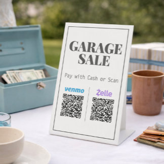 Garage Sale QR Code Payment Sign Table Sign Reclamebord Met Voetstuk