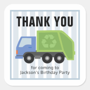 Garage Truck bedankt Verjaardagssticker Vierkante Sticker