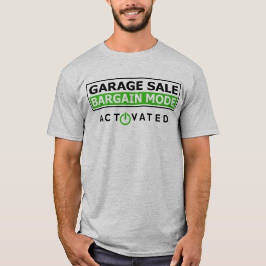 garageverkoop, koopwijze, grappig shirt (Voorkant)