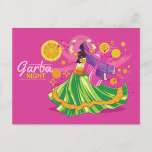 Garba Night Dancer, roze Uitnodiging Briefkaart