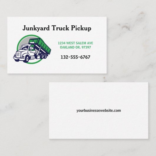 Garbage Junkyard Pickup Cartoon Guy Visitekaartje (Voorkant / Achterkant)
